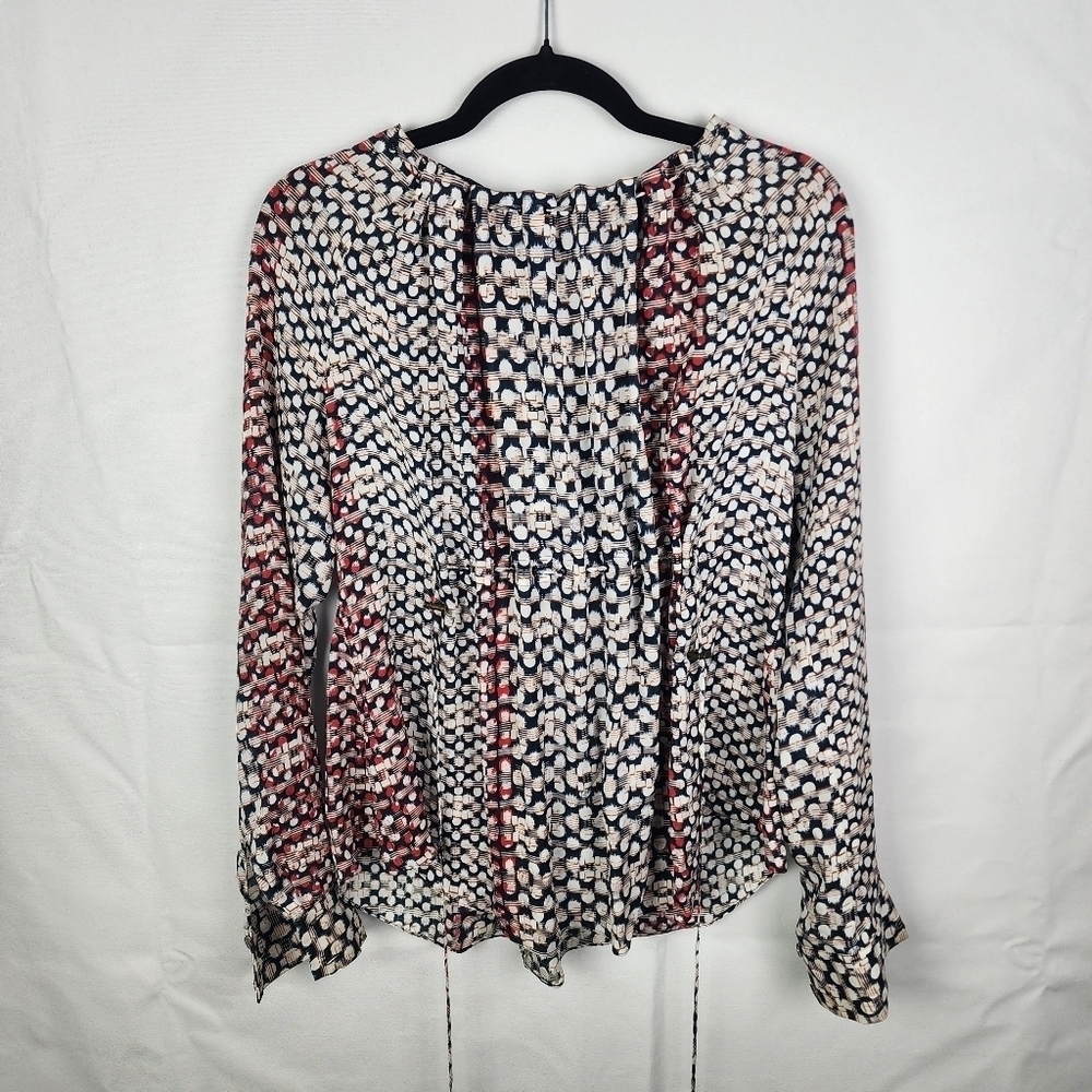 10 Crosby Derek Lam Silk Cinch Drawstring Flowy Blouse SIZE 4‎